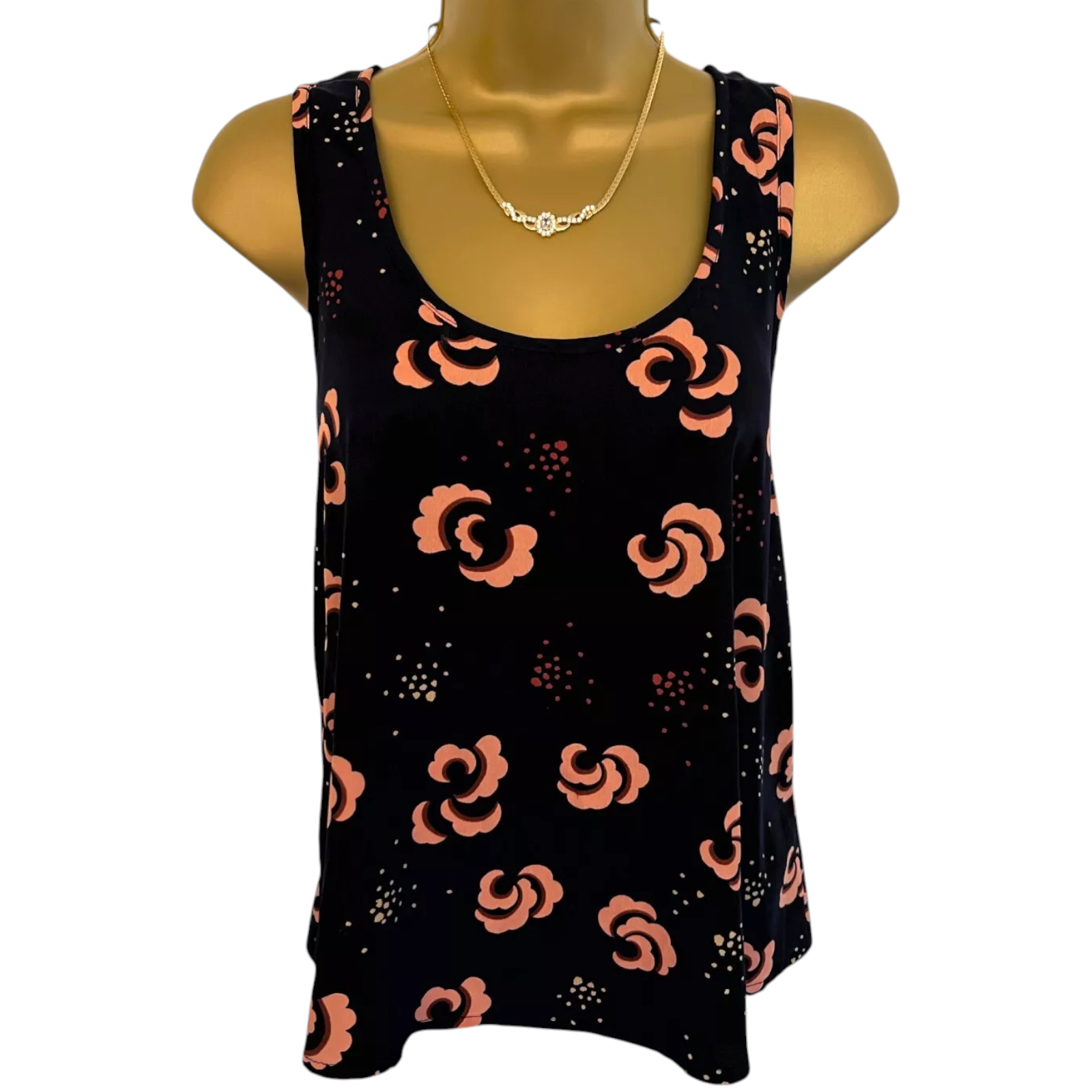 Topshop Silky Navy Racer Back Top  UK 10