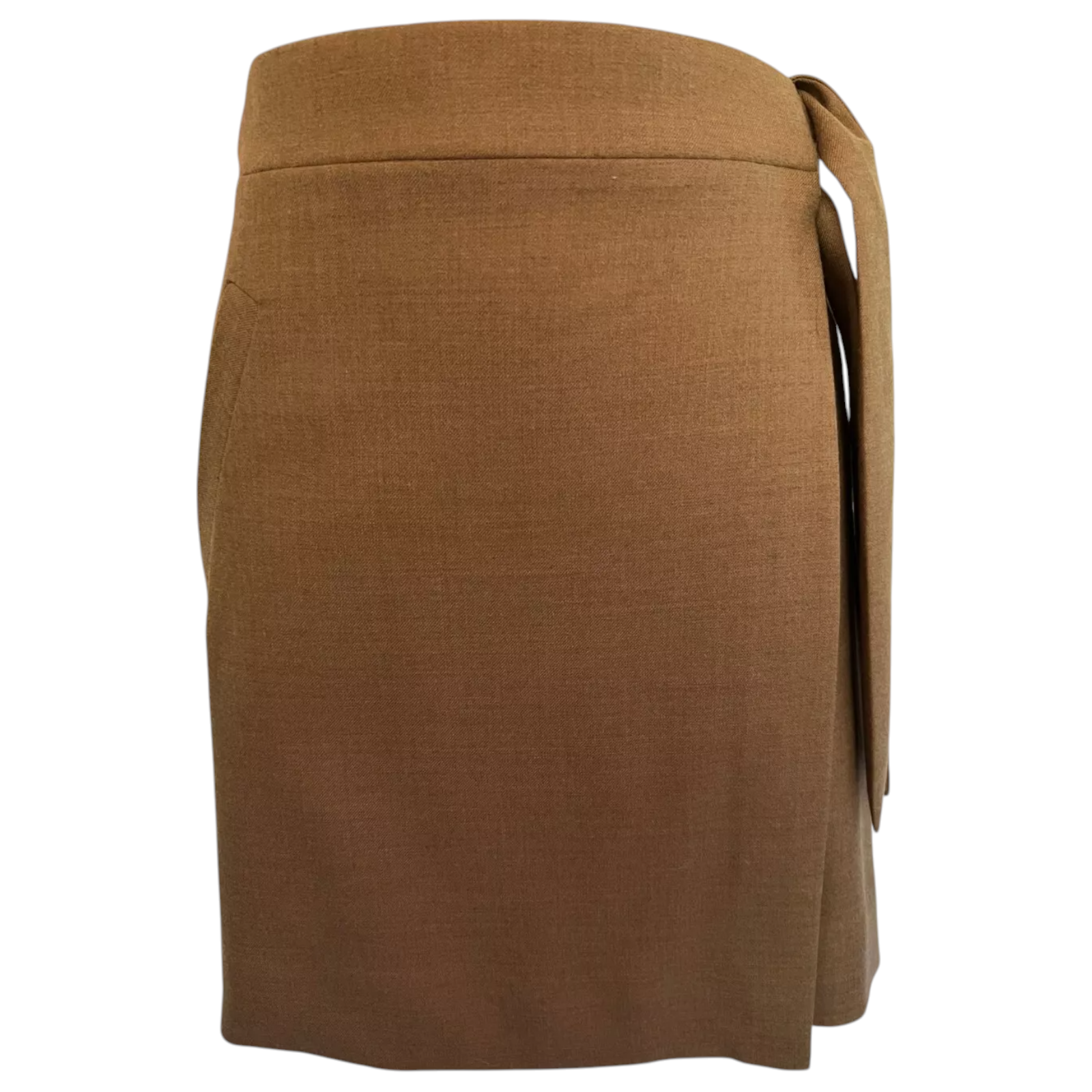 J.Crew Camel Flannel Tie Wrap Wool Skirt UK 8