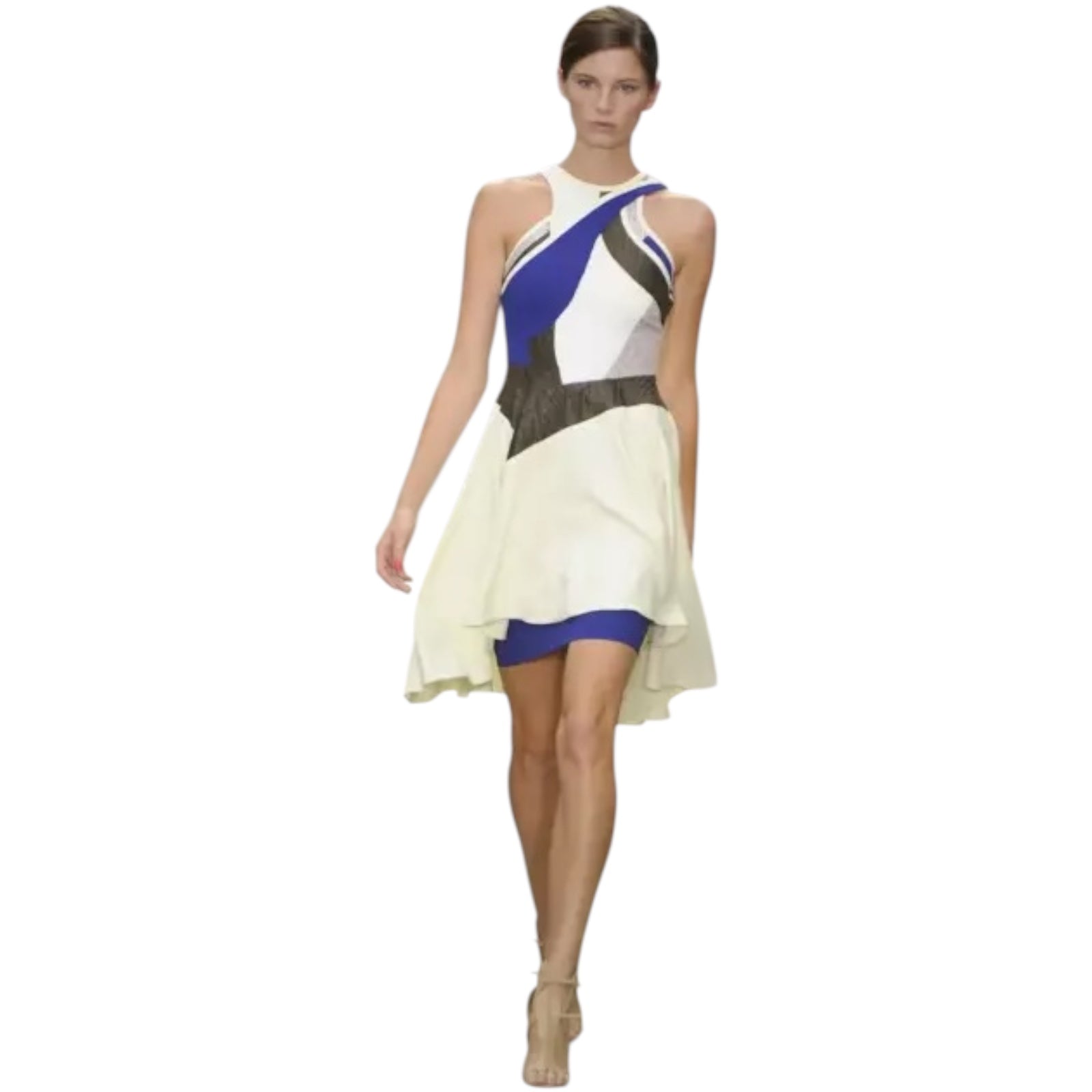 Antonio Berardi 2013 Spring Collection Lemon Mix Skater Dress UK 8