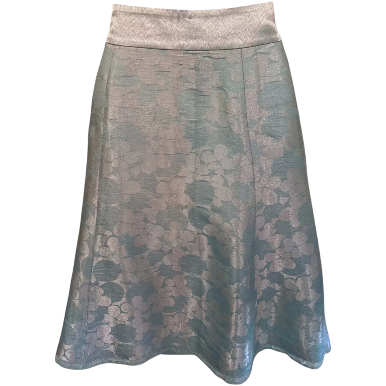 Marc Jacobs Blue Silk Jacquard Lace Trim Skirt  UK 10