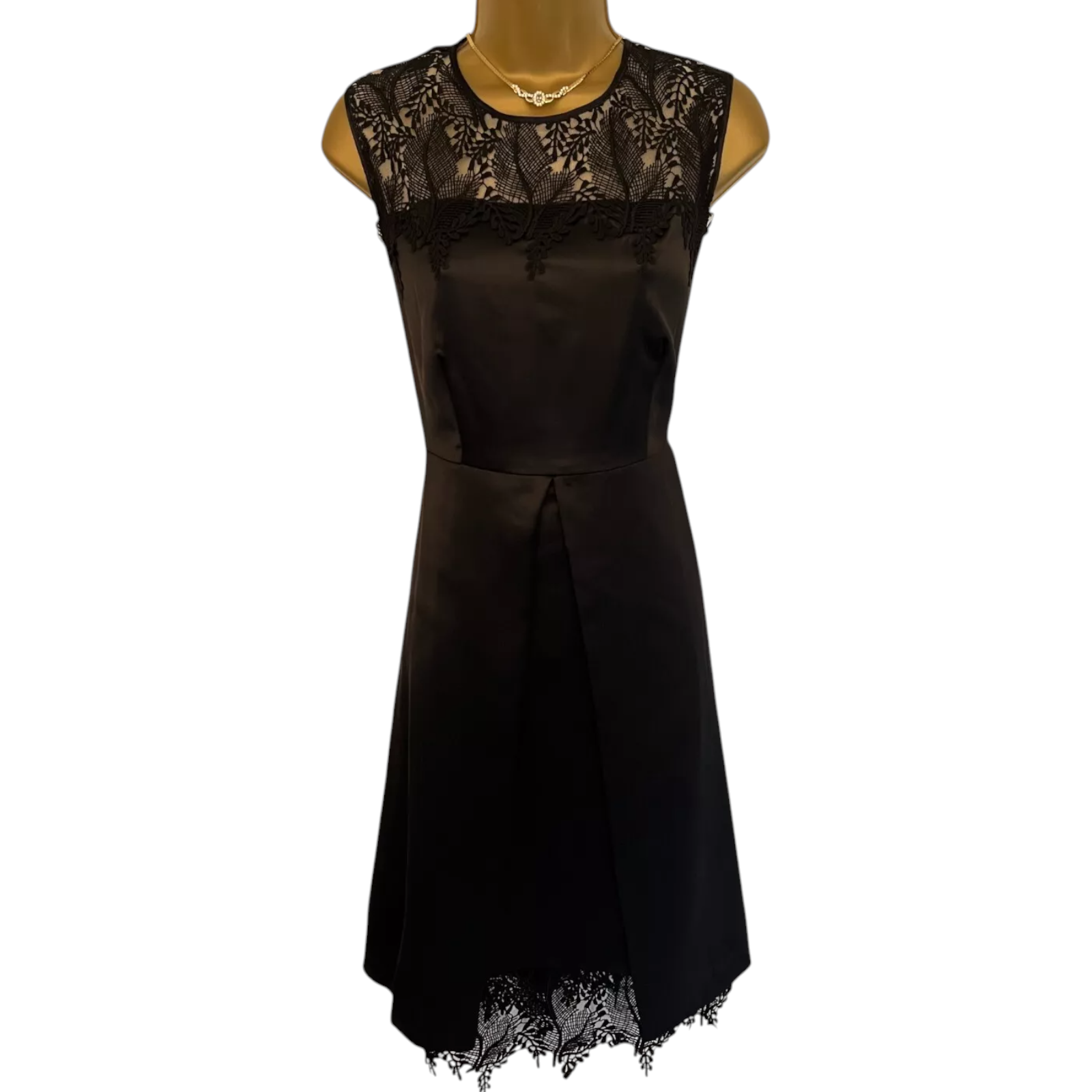 Precis Jet Black Isabelle Lace Satin Dress UK 10