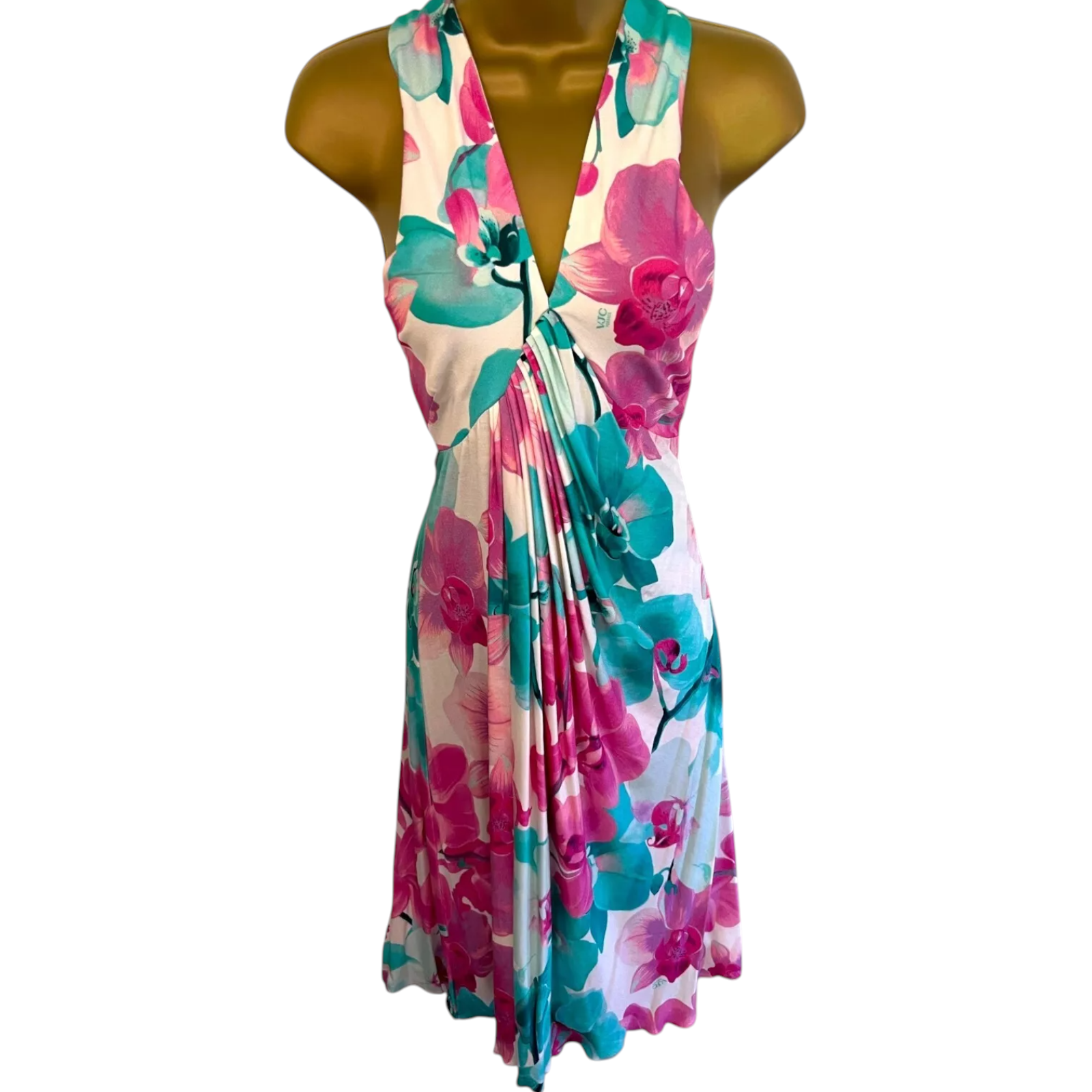 VJC Versace Multi Coloured Crossover Back Jersey Dress UK 14