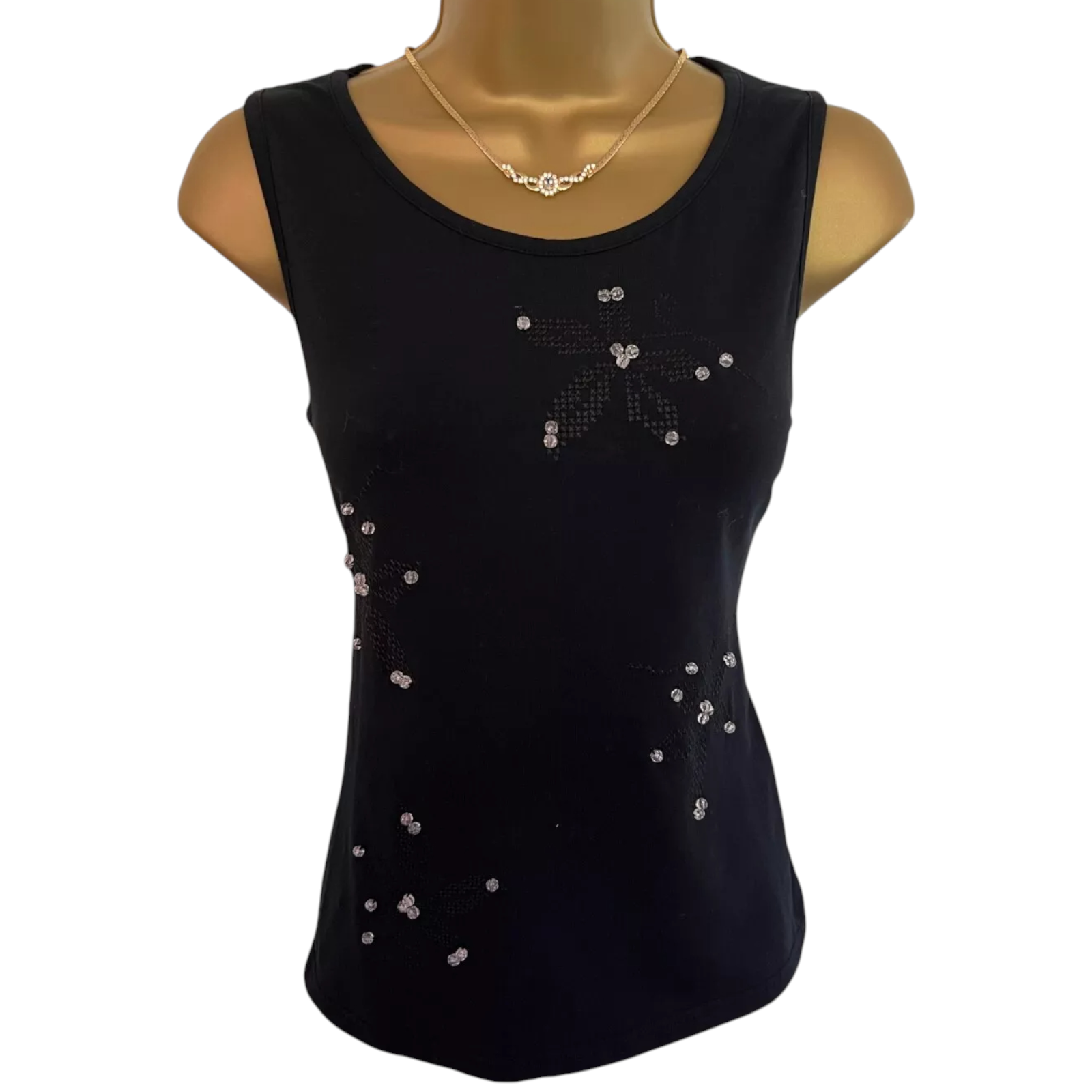 Sem Per Lei Black Vest Top UK 8