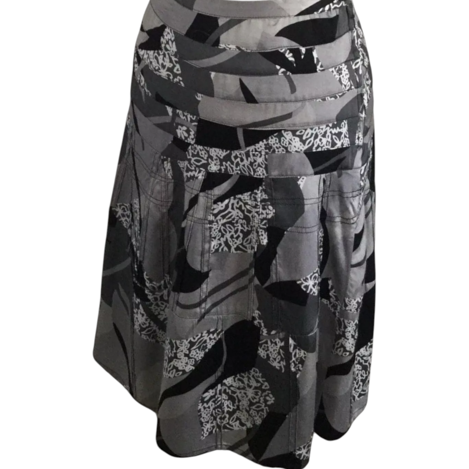 Fransa Silver Grey Silky A-Line Panel Skirt  UK 10