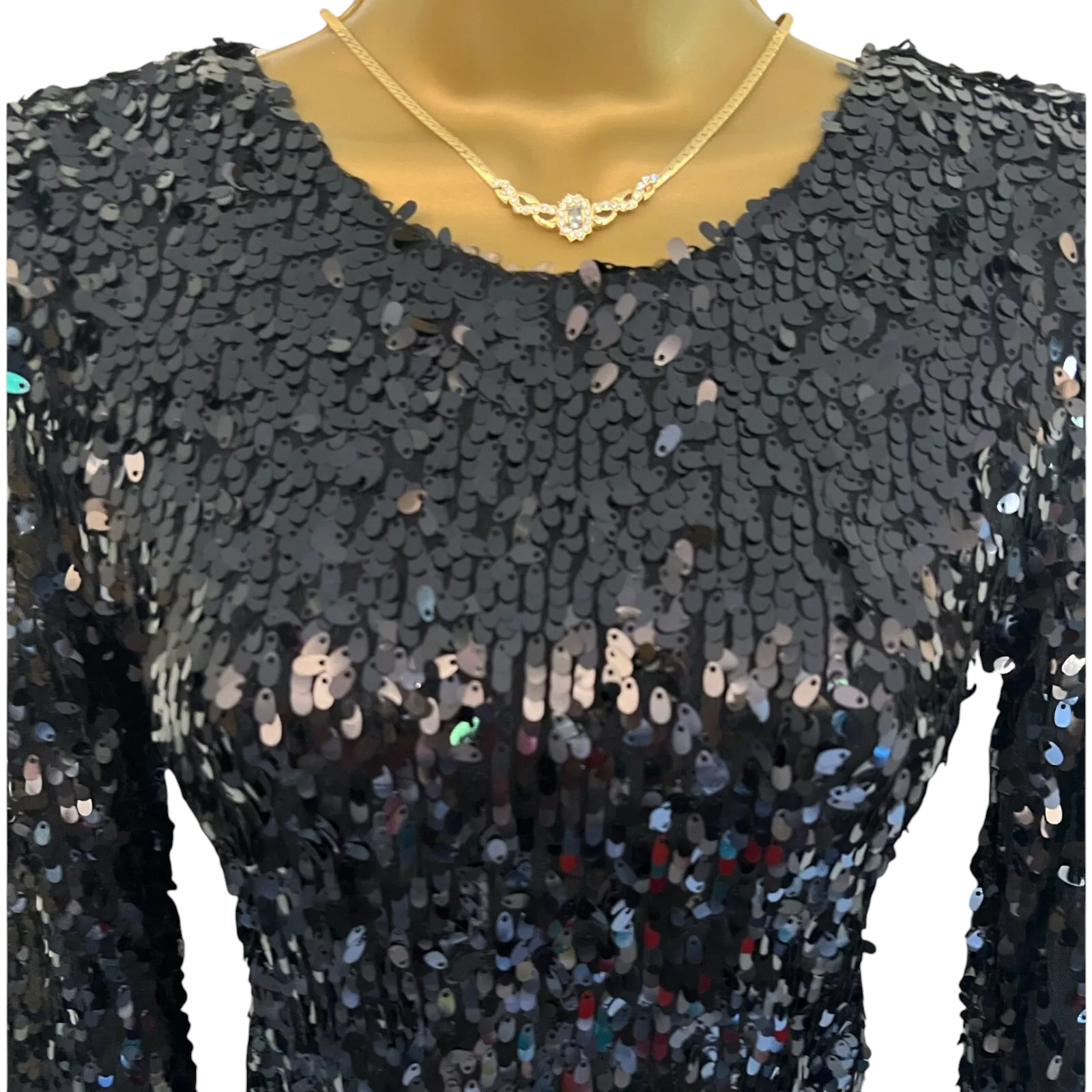 Topshop Black Teardrop Sequin Backless Mini Dress UK 6