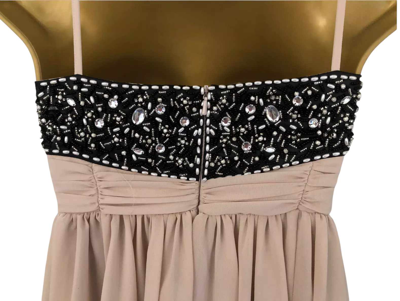 French Connection Blush Beaded Chiffon Dress  UK 10/12