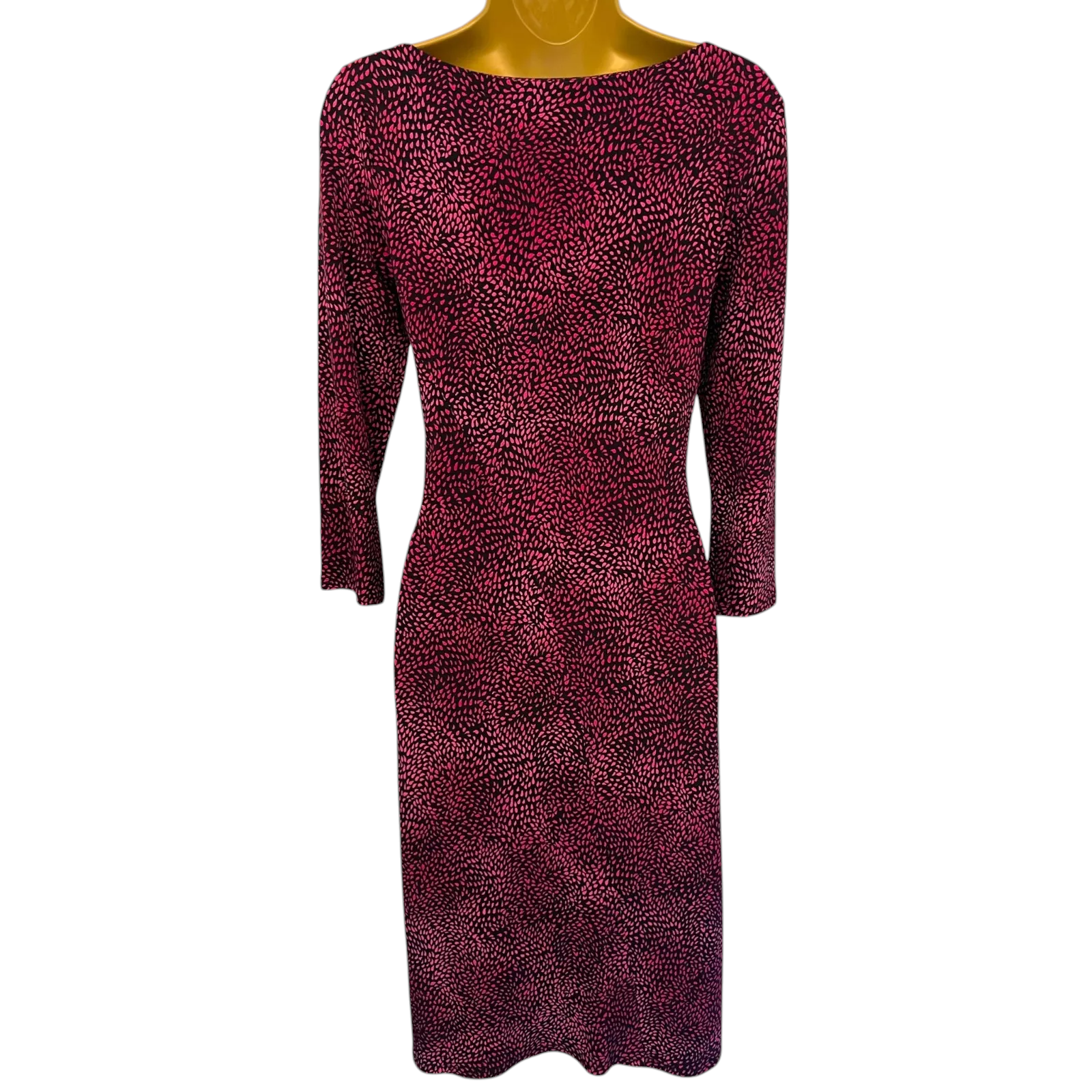 Laura Ashley Black Pink Silky Stretch Dress UK 10