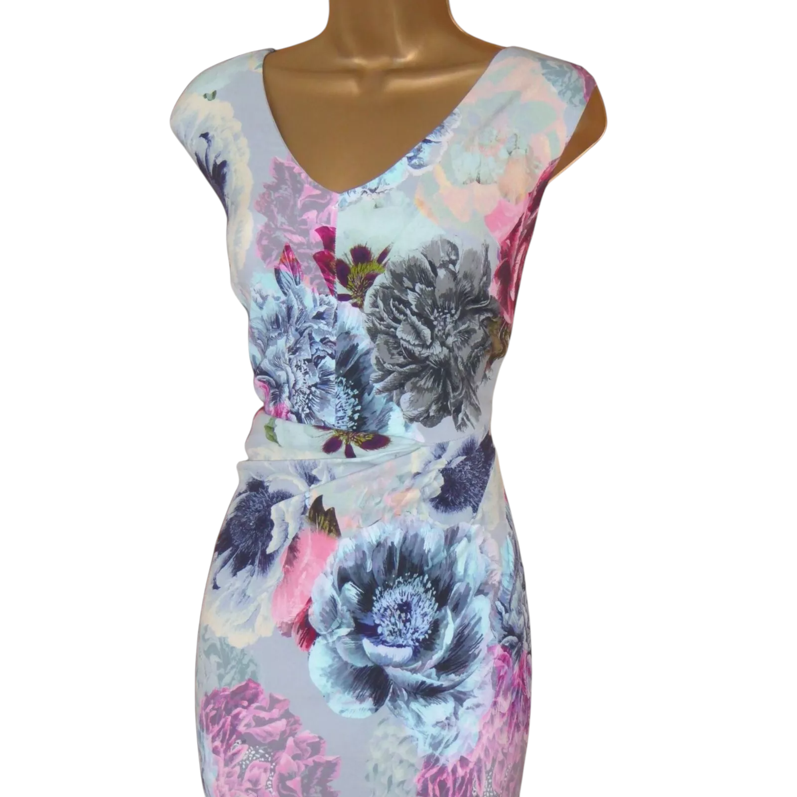 Phase Eight Light Blue Floral Pencil Dress UK 8