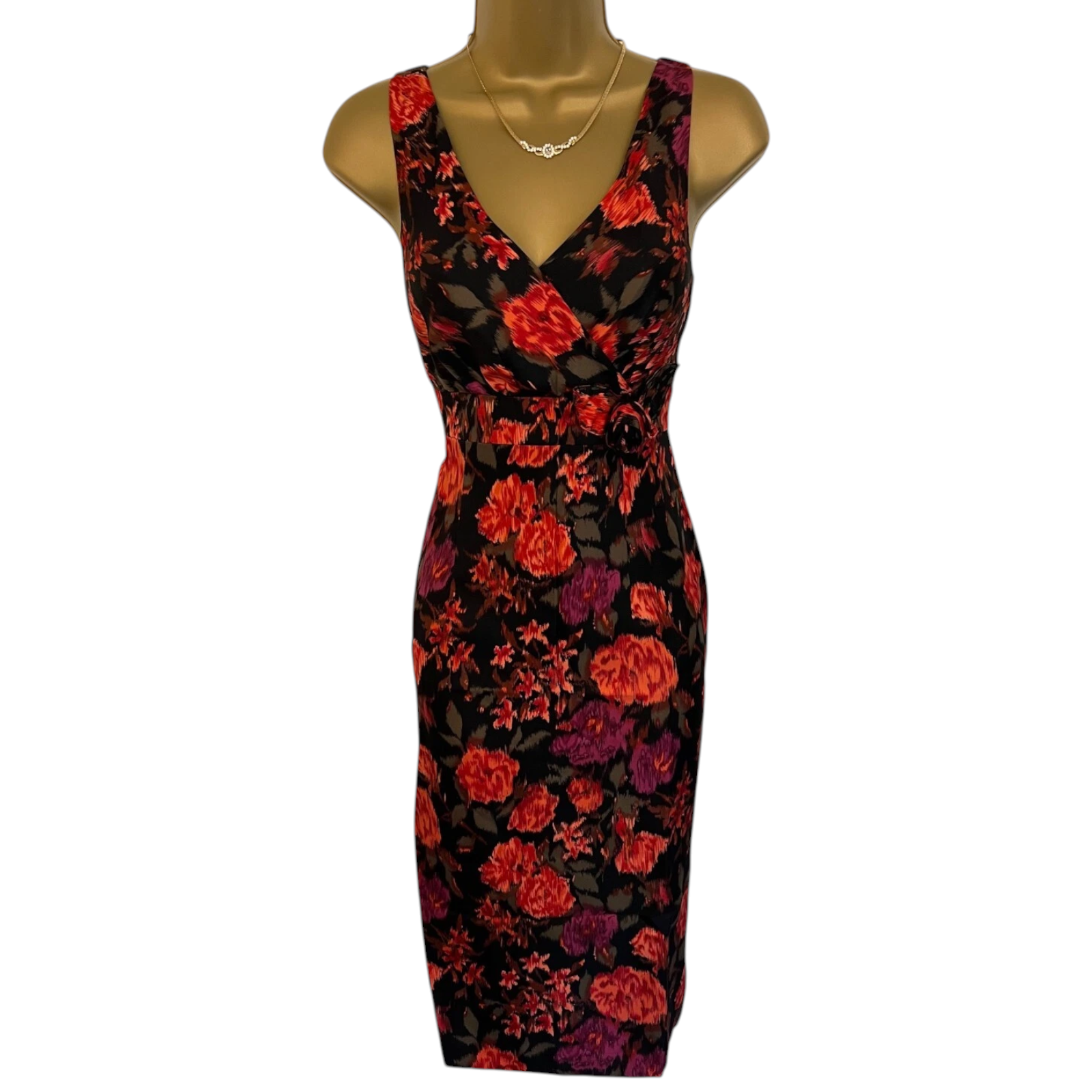 L.K. Bennett Black Orange Silk Dress UK 8