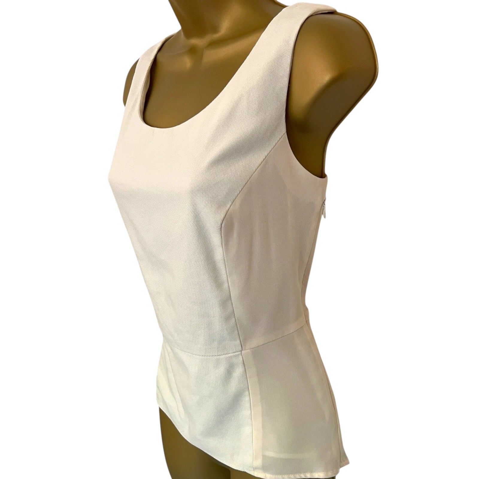 Rag & Bone Cream Dipped Hem Pleated Back Vest Top UK 8