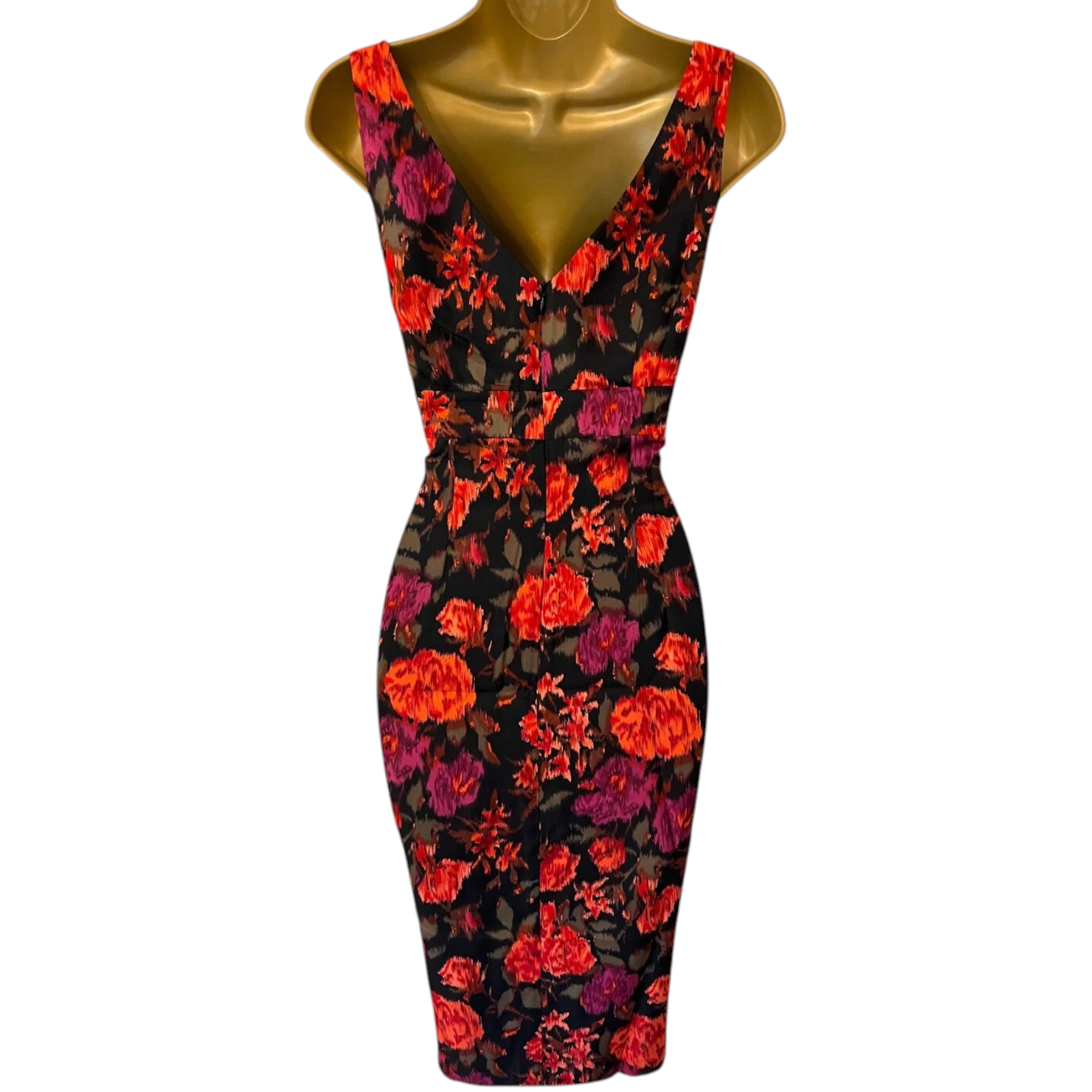L.K. Bennett Black Orange Silk Dress UK 8