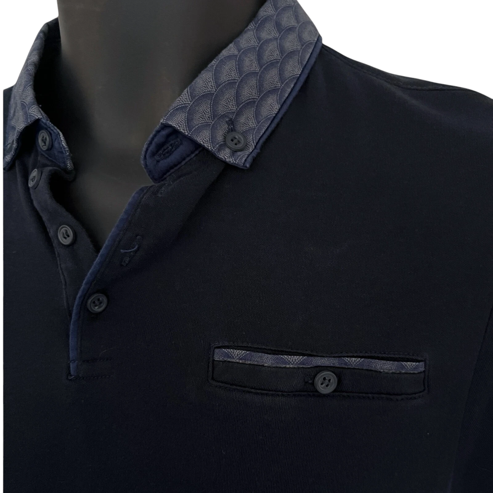 River Island Navy Cotton Polo Shirt Size Small
