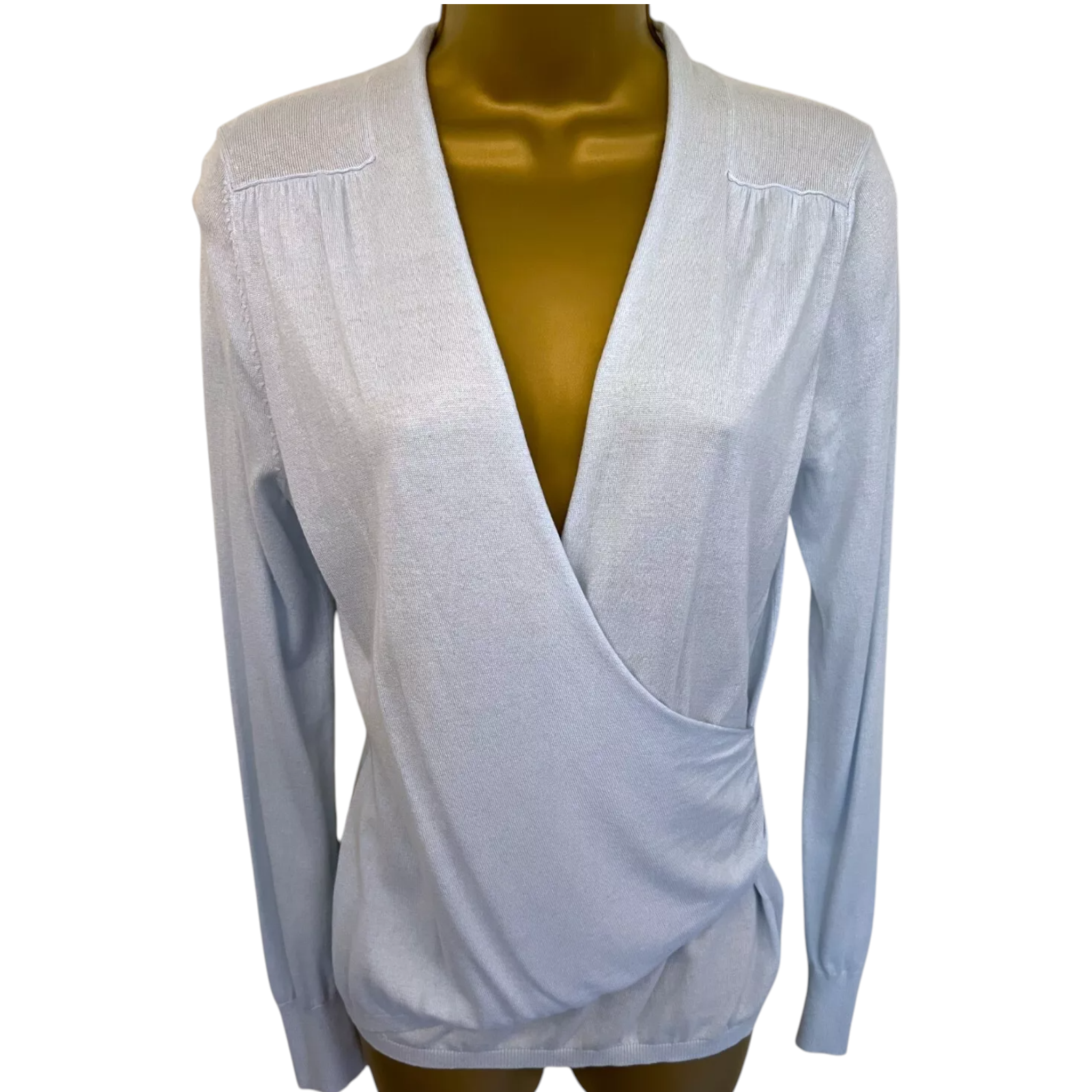 Repeat Pale Blue Soft Cotton Wrap Jumper UK 8