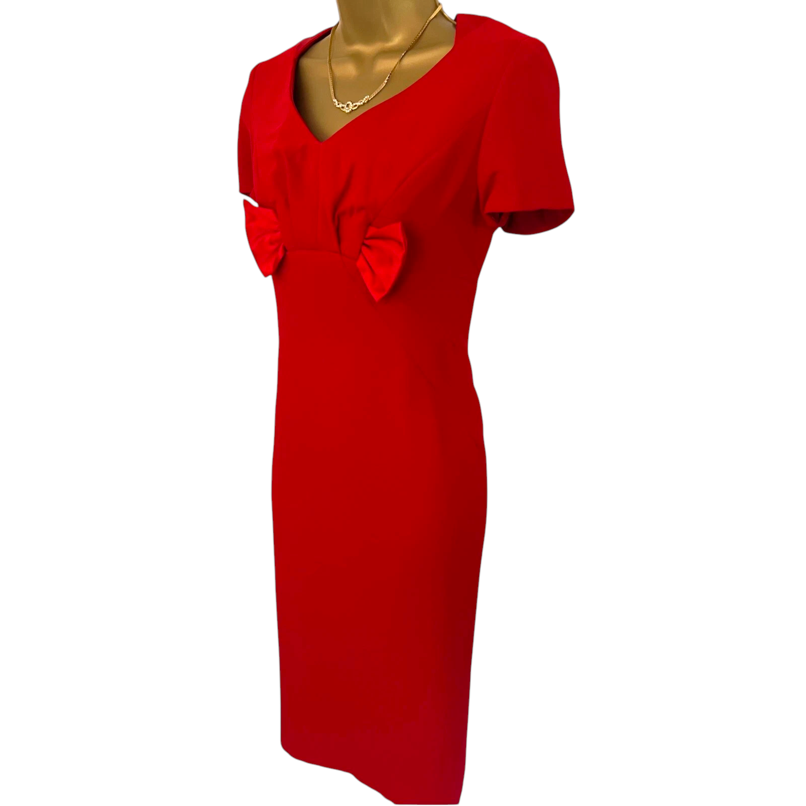 Tapestry International Red Crepe Bow Dress UK 12