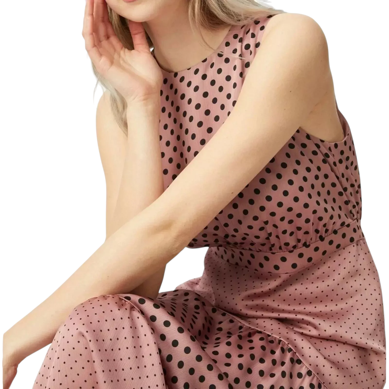 Ted Baker Dusky Pink Polka Dot-Print Dress UK 12