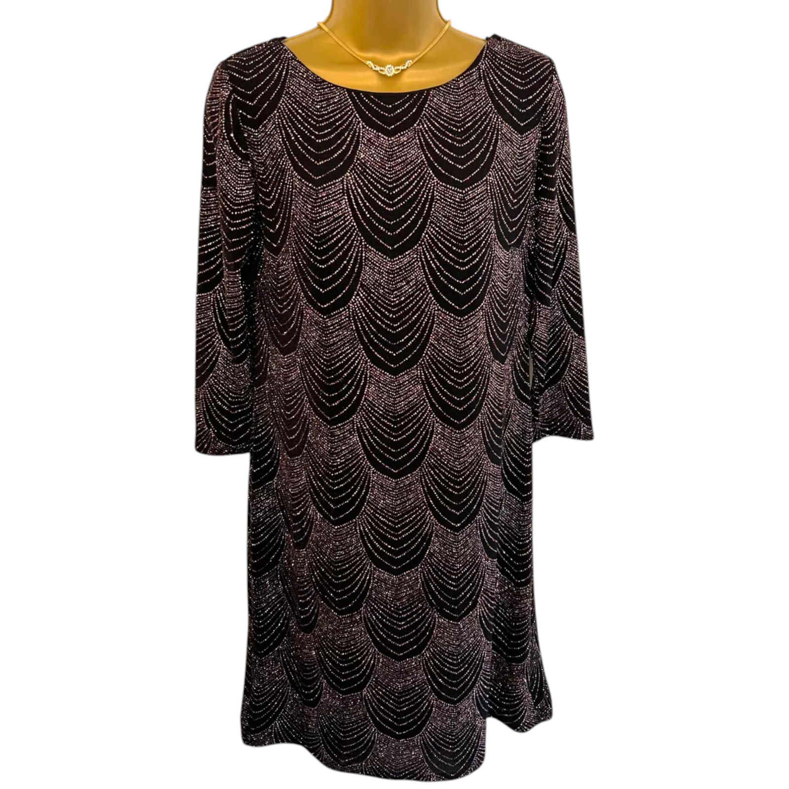 Bus Stop Kings Road Rare Vintage Black Glitter Dress UK 12/14