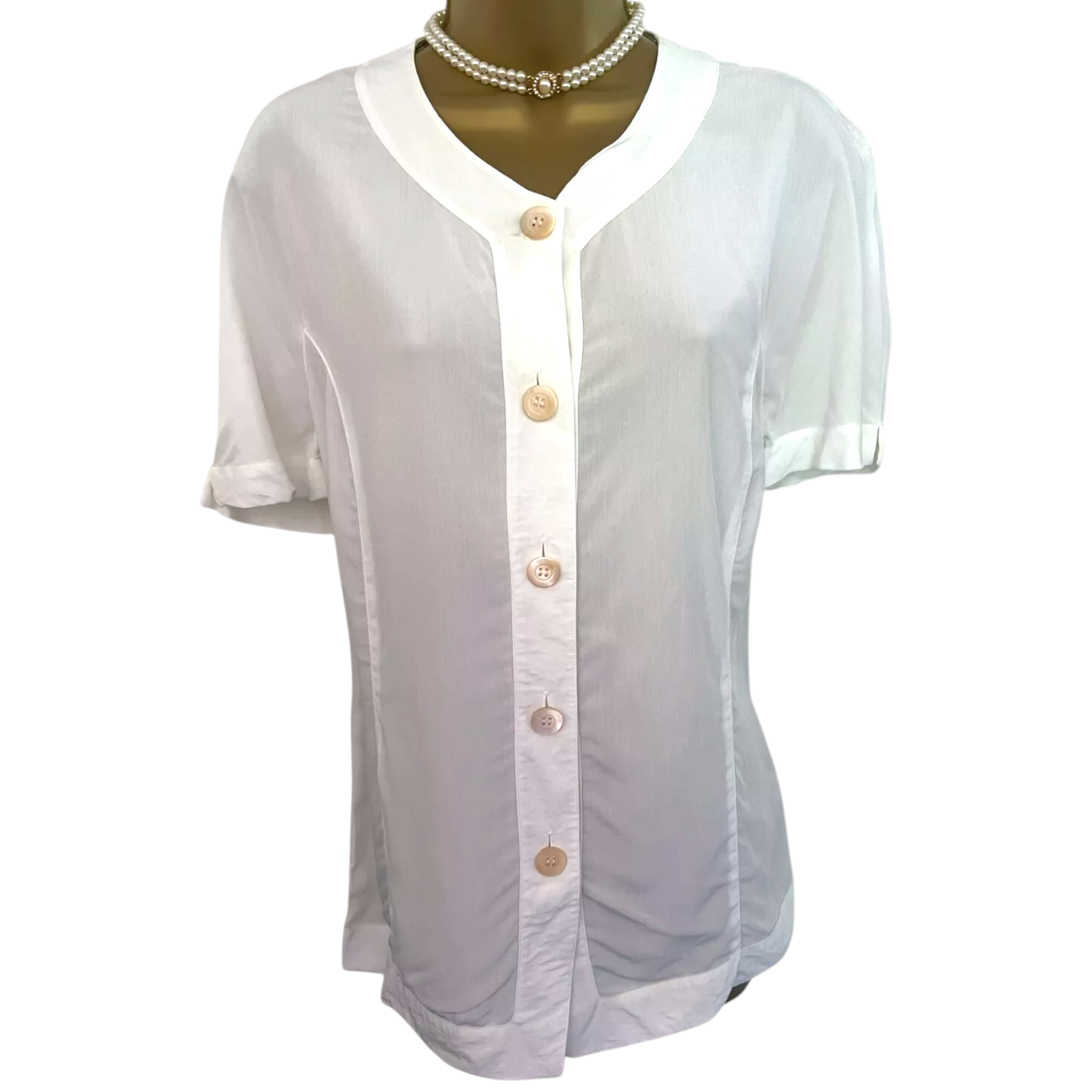 Jobis White Short Sleeve Blouse UK 8