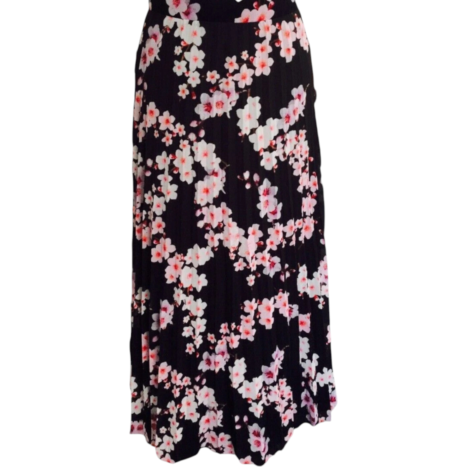 Wallis Chocolate Brown & Pink Floral Pleated Skirt UK 10