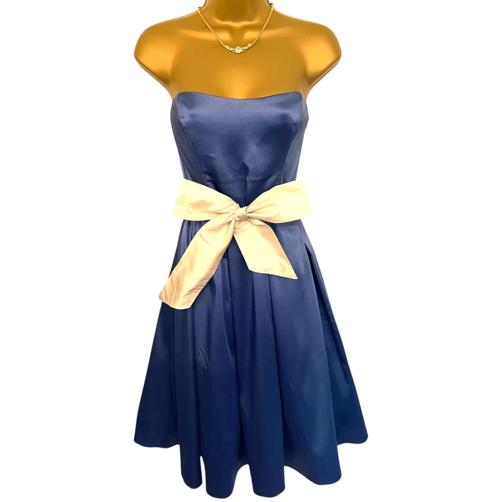 Coast Cornflower Blue Satin Fit & Flare Dress UK 12