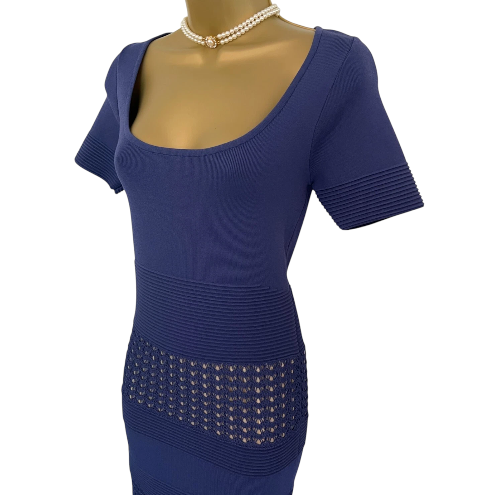 Reiss Lavender Blue Crochet Bandage Dress UK 8/10