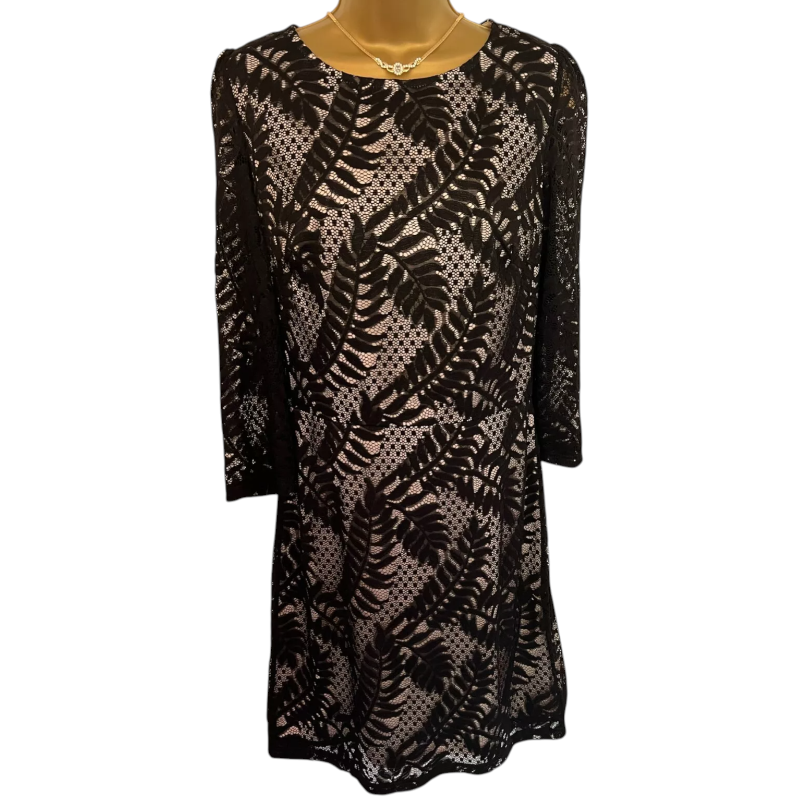 Dorothy Perkins Black Lace Overlay Dress UK 12 Tall