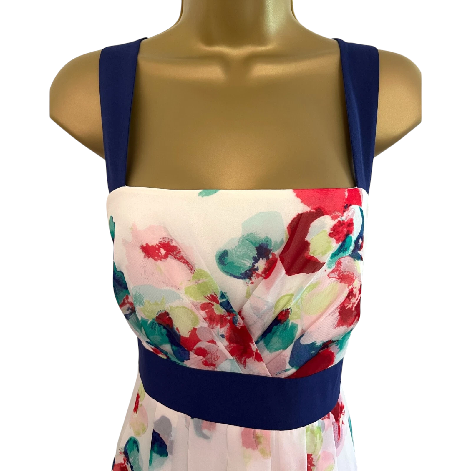 Monsoon White Chiffon Multi Coloured Floral Dress UK 10