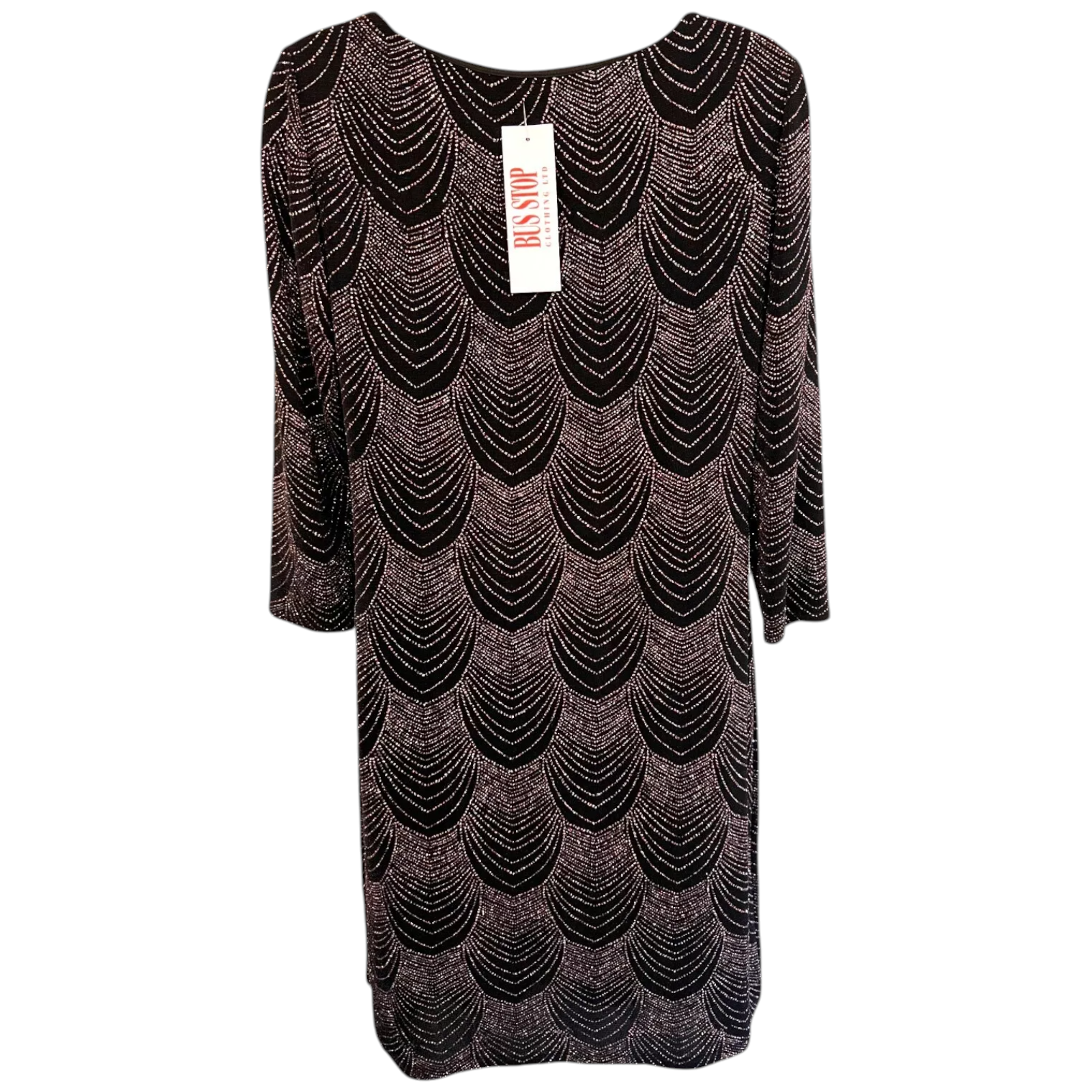 Bus Stop Kings Road Rare Vintage Black Glitter Dress UK 12/14