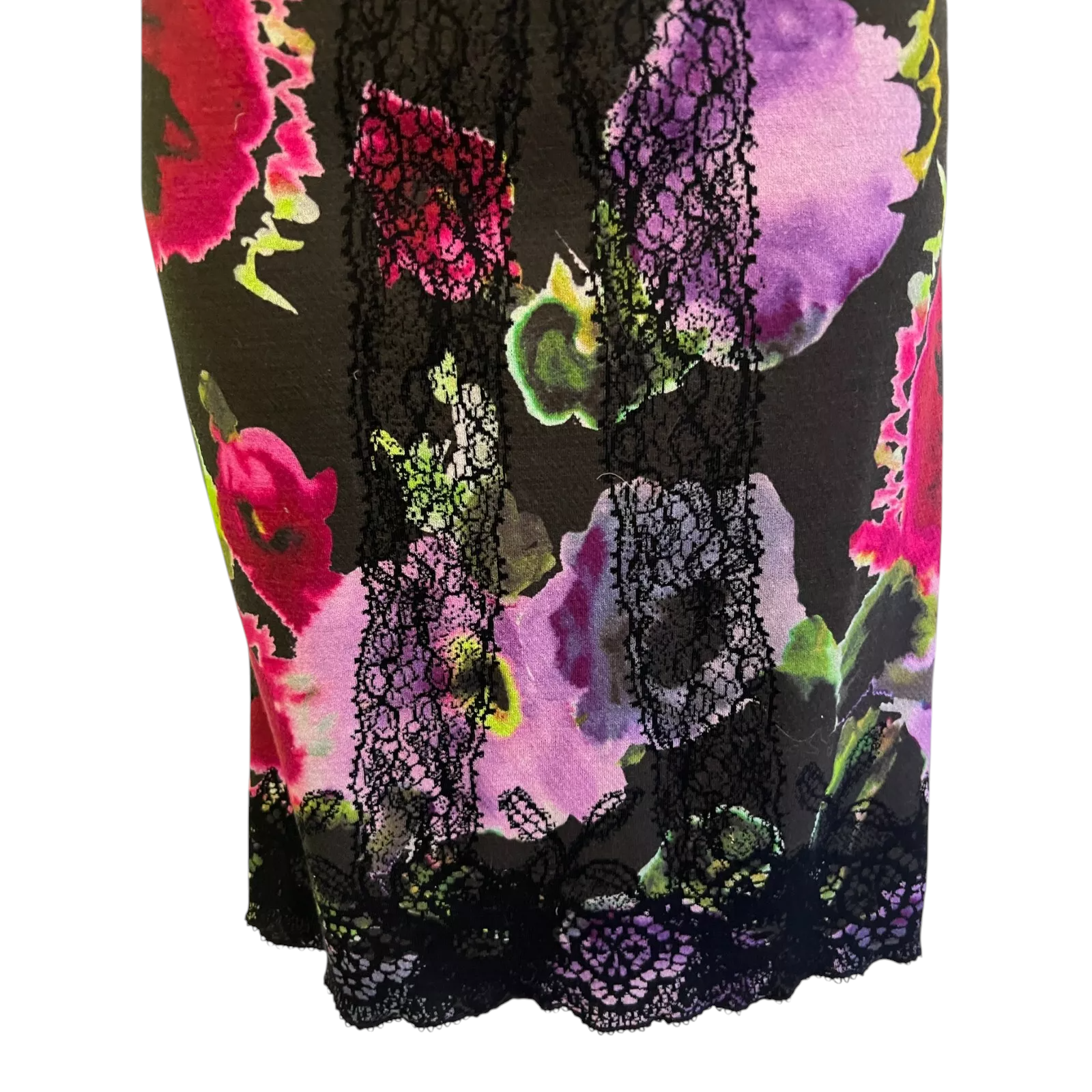 Marc Cain Black & Pink Floral Lace Dress UK 14