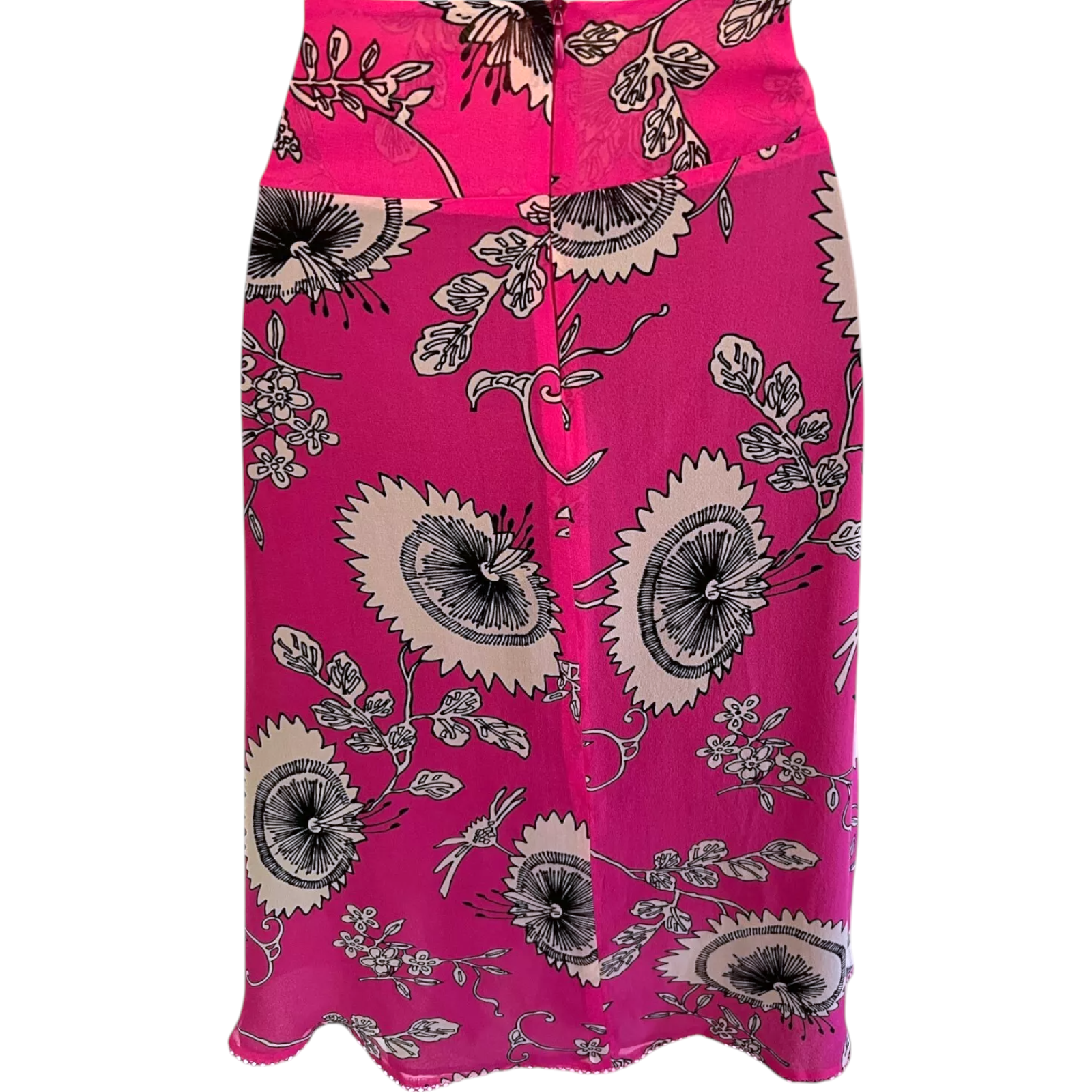 Whistles Cerise Pink Silk Floral Draped Skirt UK 10
