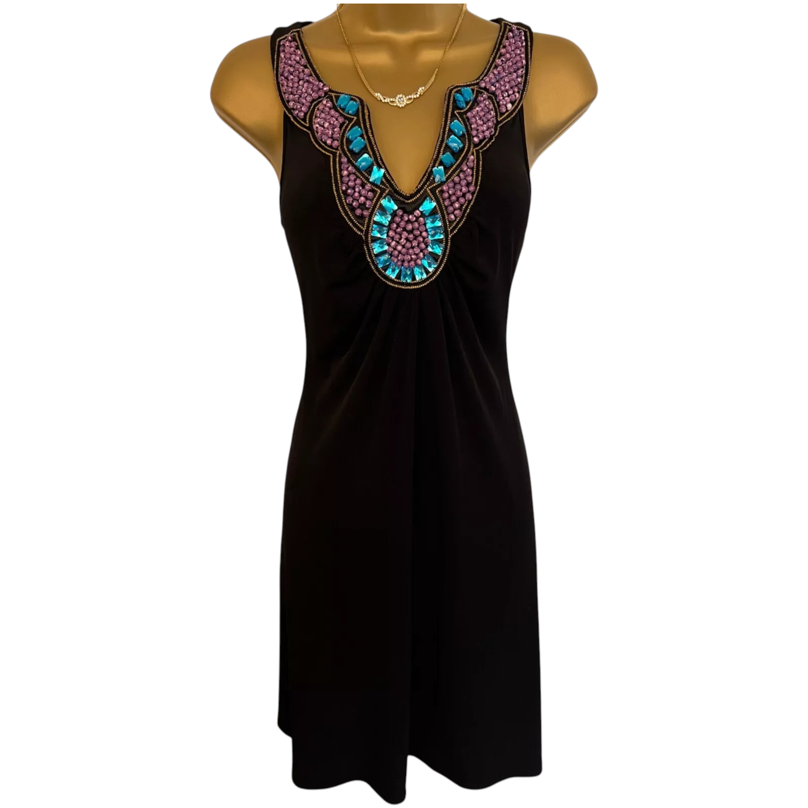 Wallis Petite Black Beaded Sleeveless Dress  UK 8