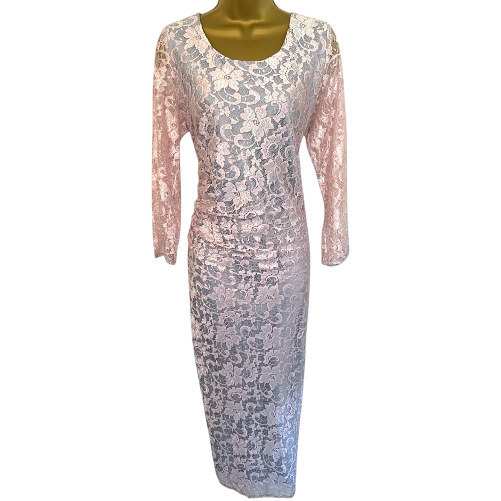 Penguin Designs Pink Blue Lace Dress UK 16