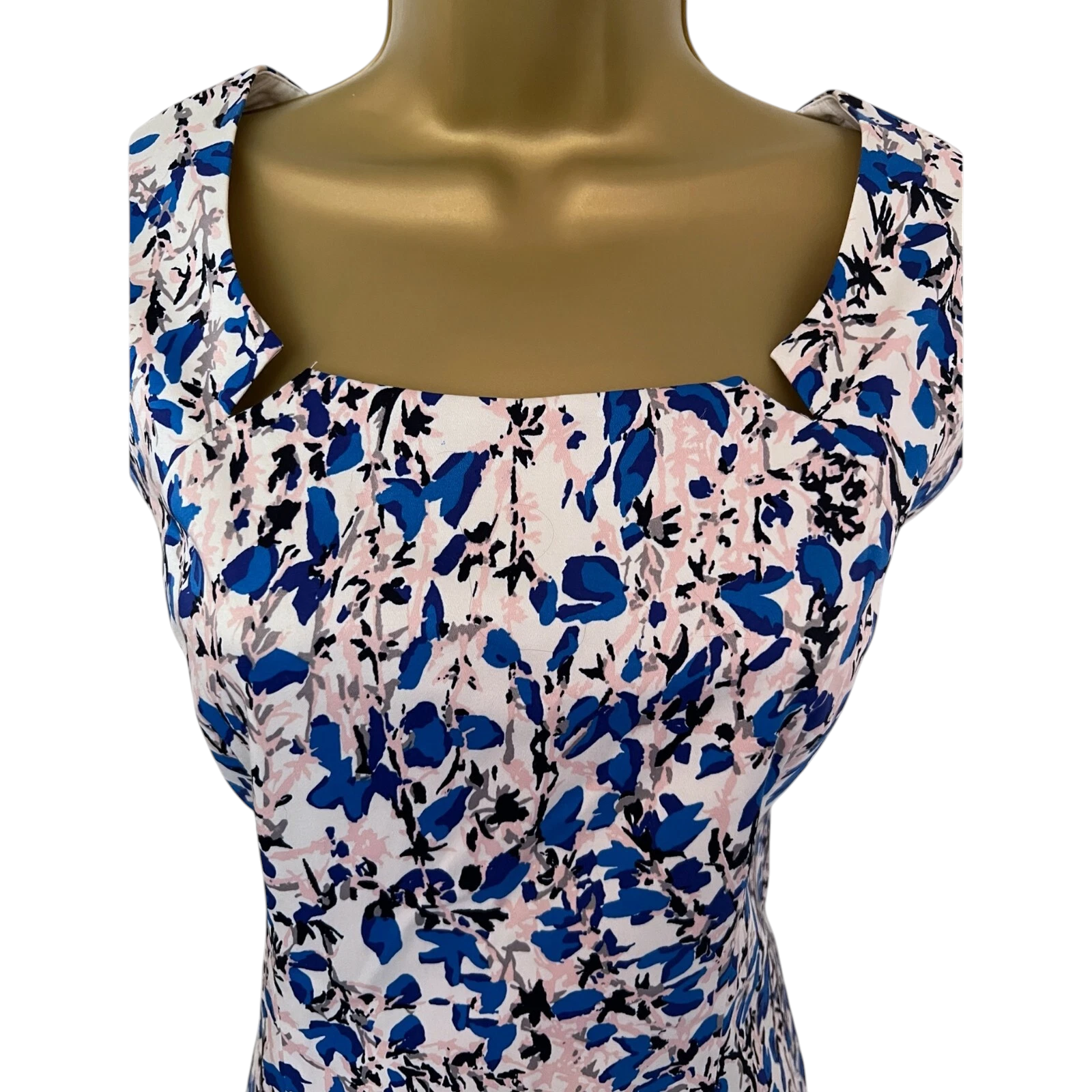 L.K. Bennett Valdez Blue White Floral Cotton Dress UK 12
