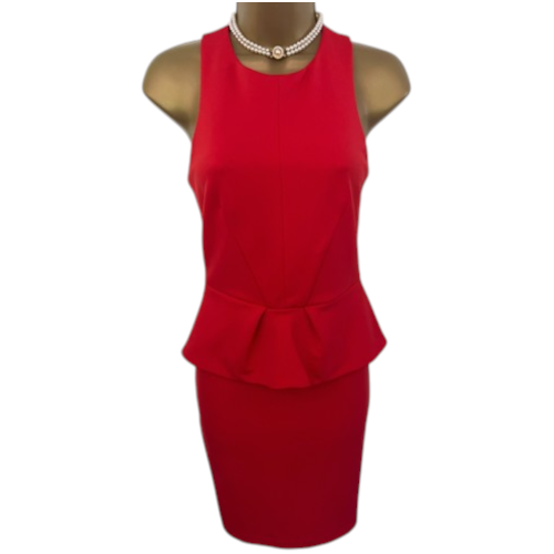 River Island Scarlet Red Peplum Dress UK 8