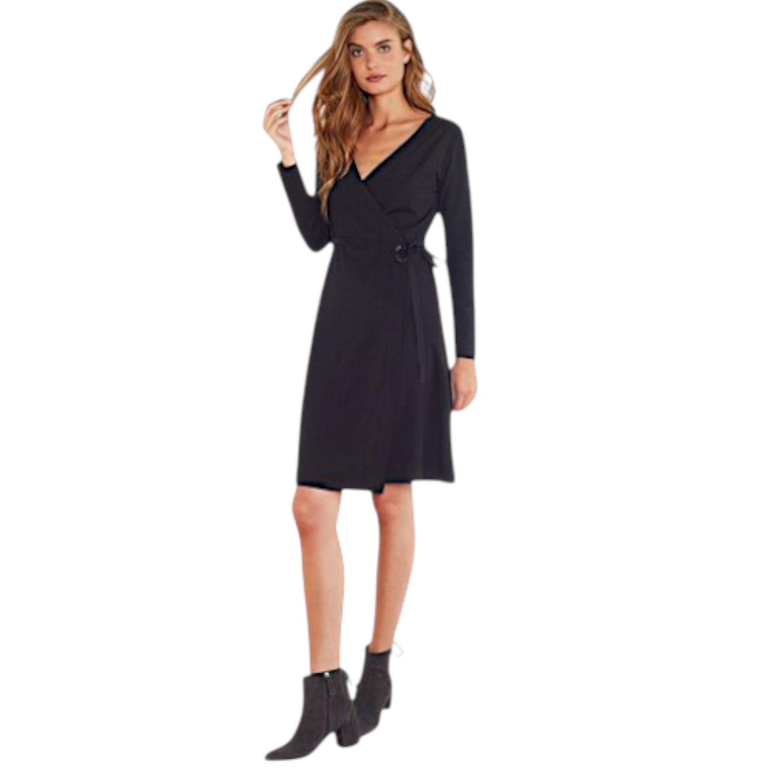 The White Company Black Ponte Wrap Dress  UK 12