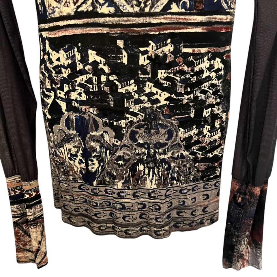 Save The Queen Grey Silky Sheer Long Sleeve Long Top UK 12/14