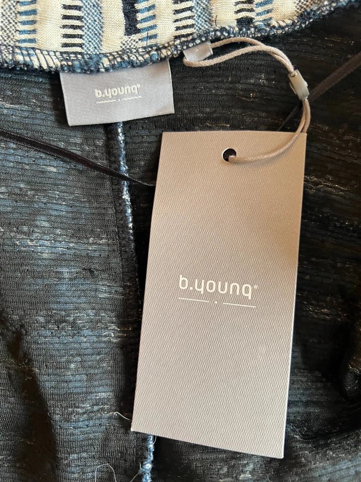 B.Young Ivory Blue Black Cotton Cardigan UK 10