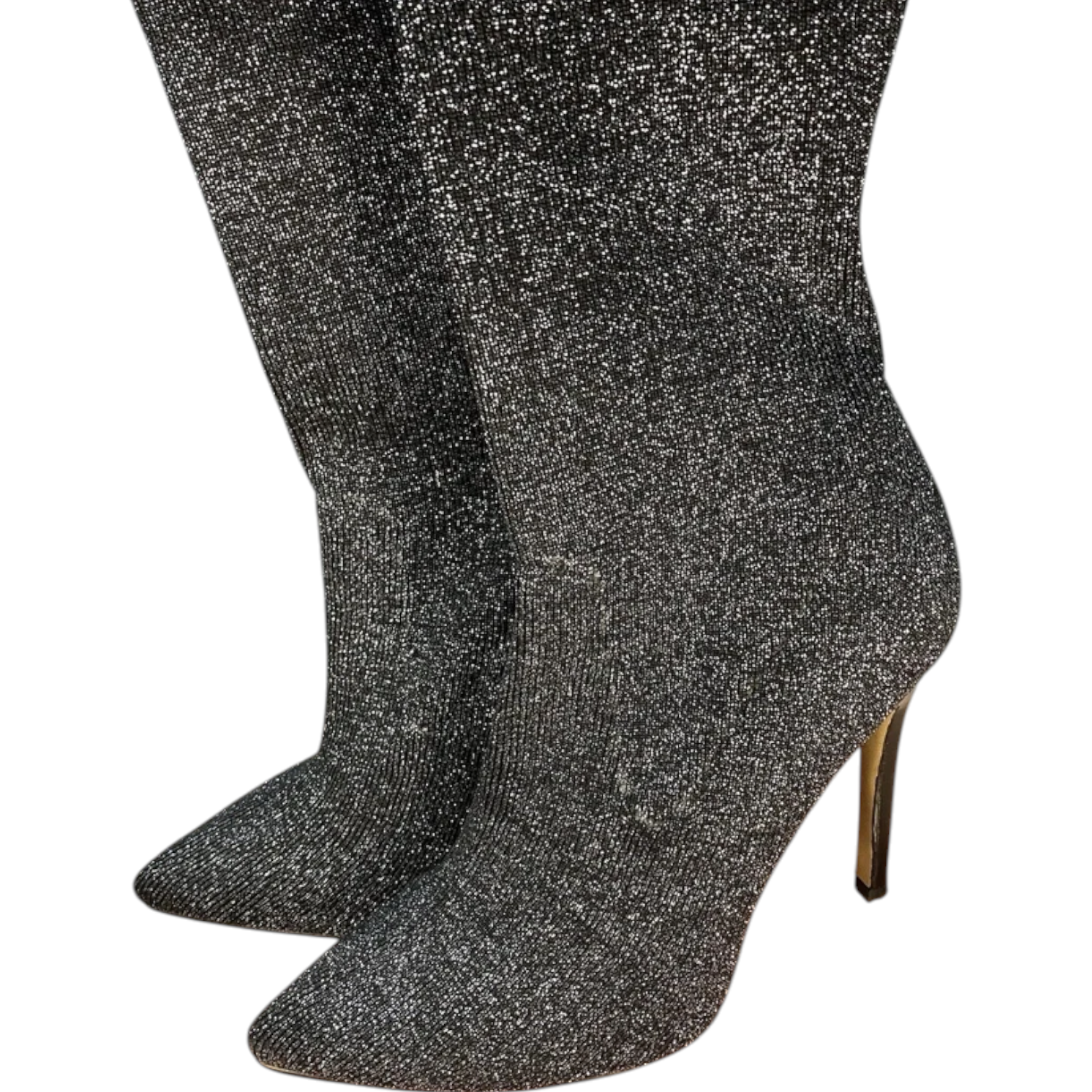 Moda In Pelle Yulia Black Silver Fabric Knitted Boots  UK 7