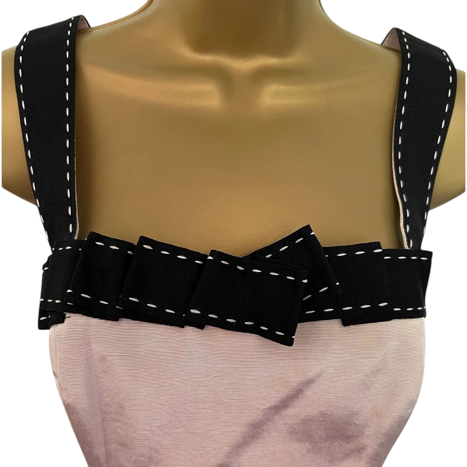 Debut Champagne Cotton Ribbed Black Top UK 10