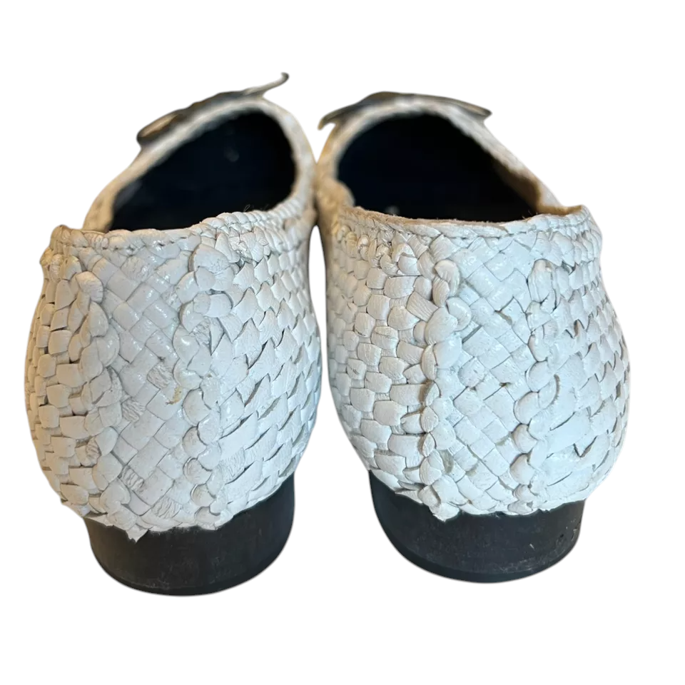 Capollini White & Metallic Grey Woven Leather Shoes UK 5