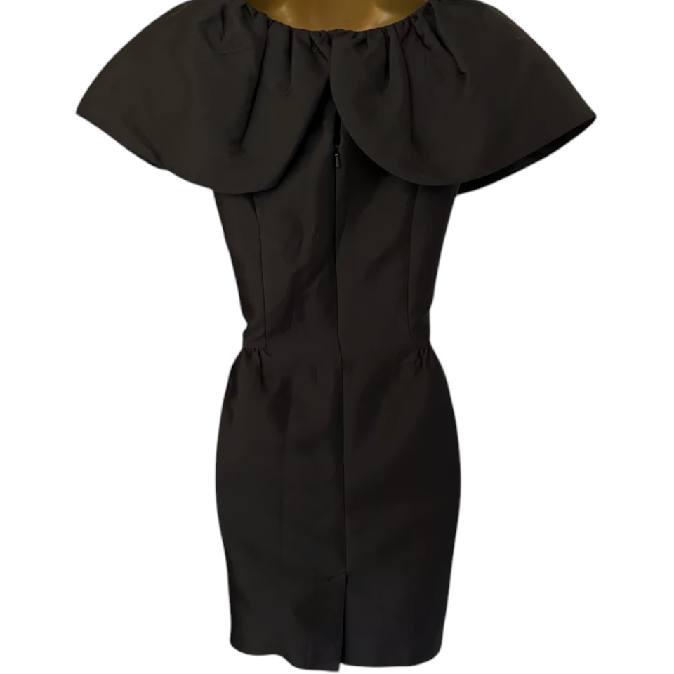 Reiss Black Taffeta Wide Collar Sleeveless Mini Dress UK 8