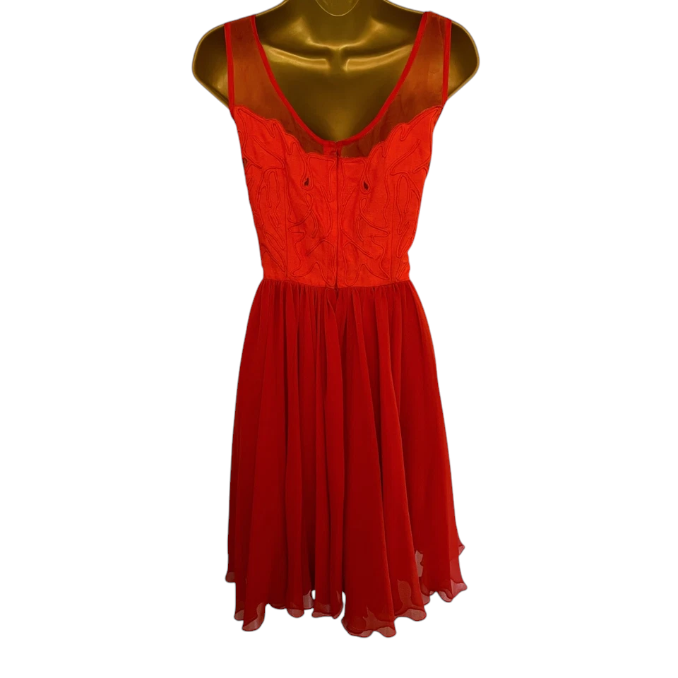 Reiss Orange Silk Organza & Chiffon Dress UK 10