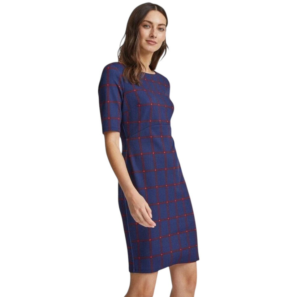 Dorothy Perkins Navy & Red Check Dress UK 10