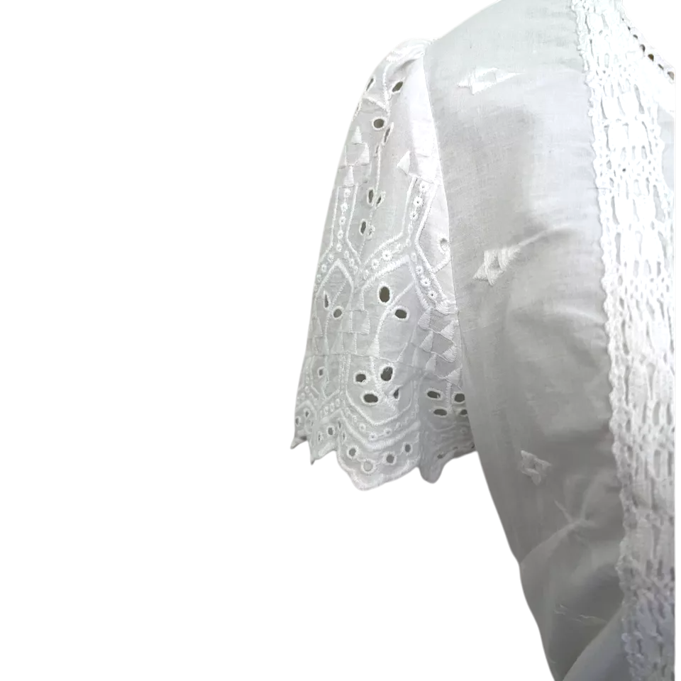 Frock And Frill White Embroidery Anglaise Cotton Dress UK 14