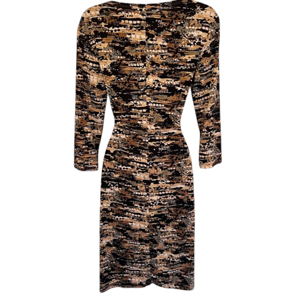 Evan Picone Black & Brown Faux Wrap Dress UK 10