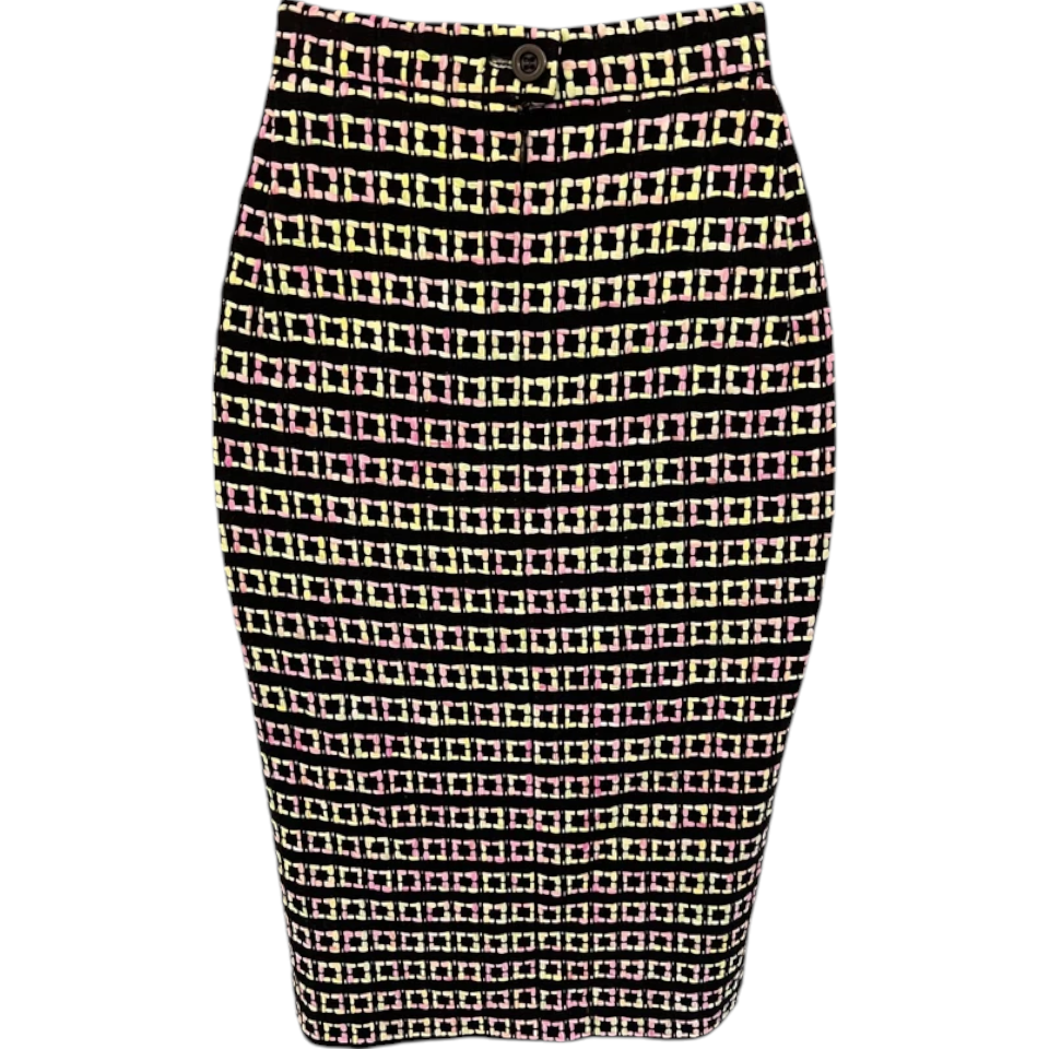 Escada Margaretha Ley Vintage Black Pastel Pencil Skirt UK 10