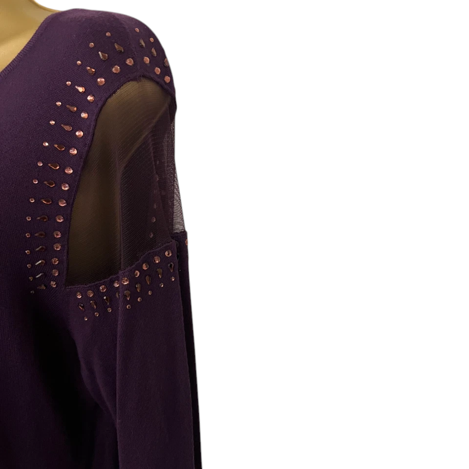 Evans Pear Shape Purple Mesh Shoulder Jumper UK 16