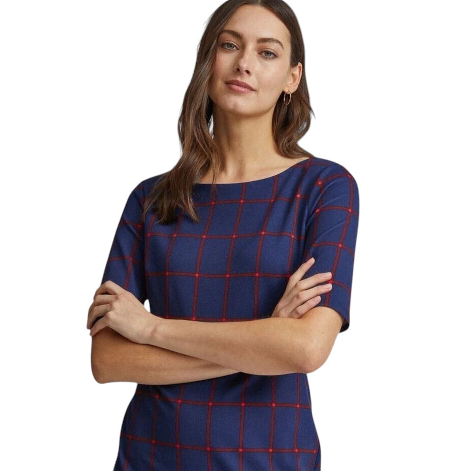 Dorothy Perkins Navy & Red Check Dress UK 10