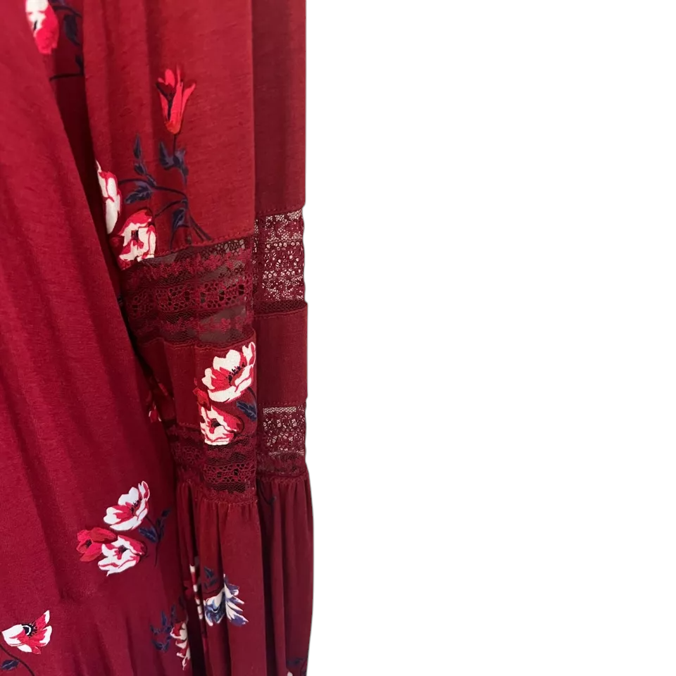 V by Very Burgundy Floral Jersey Dress UK 24