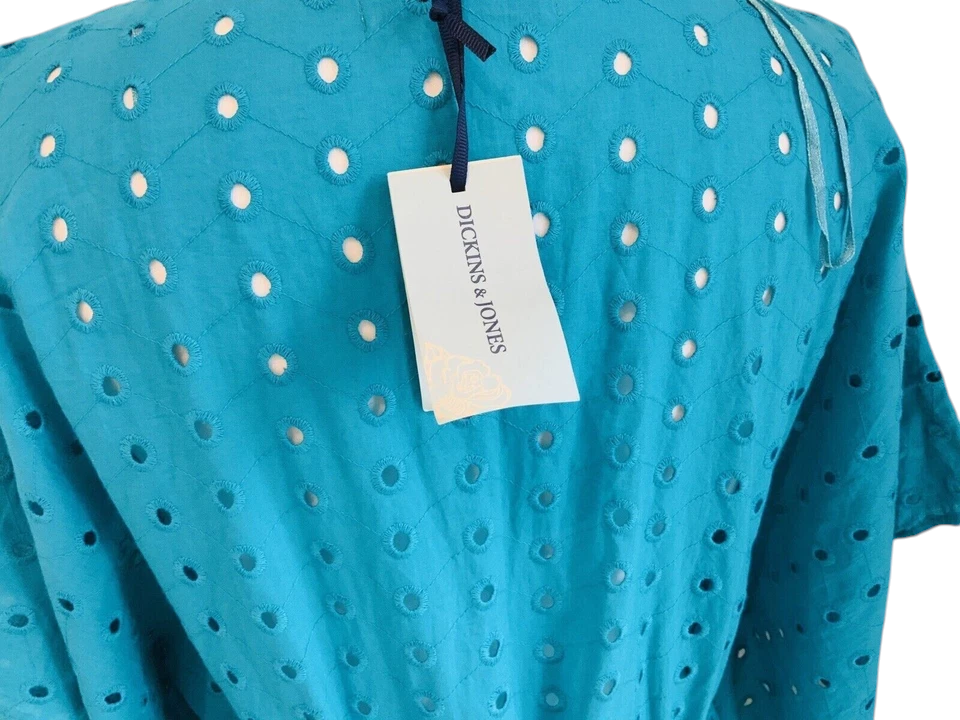 Dickins & Jones Aqua Blue Cotton Kaftan, Cover Up Size S