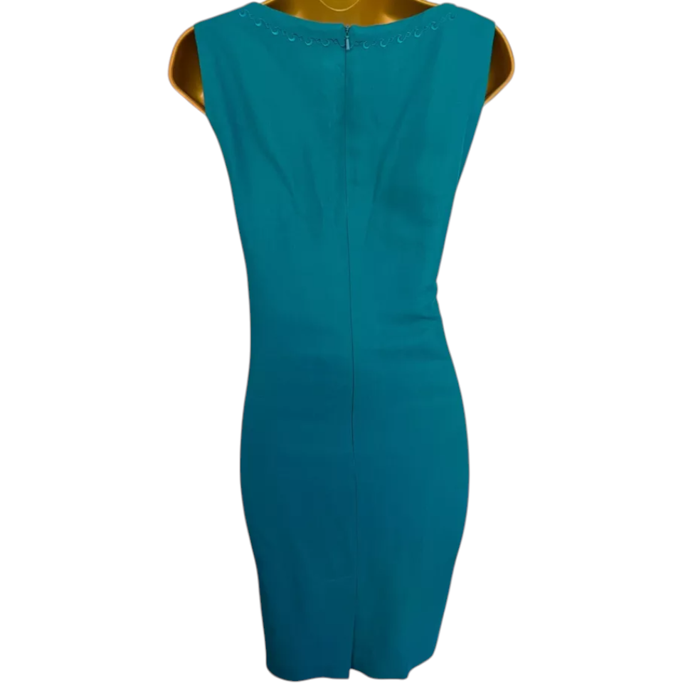 Liz Claiborne Vintage Aqua Blue Linen Dress UK 10/12